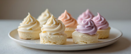 AI Generated. Delicious Creamy Desserts with Soft Dough and Tasty Frosting on Plateの素材