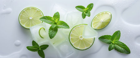 AI Generated. Lime and mint ice for a refreshing and invigorating drinkの素材