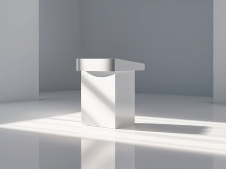 AI Generated. Clean White Podium on Reflective Surfaceの素材