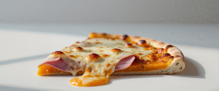 AI Generated. Savory Ham and Butternut Squash Pizza Slice with Melted Cheeseの素材