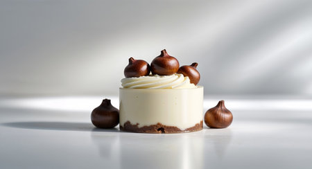 AI Generated. vanilla cream with chocolate chestnut dessertの素材