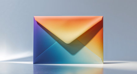AI Generated. Colorful Gradient Envelope on Light Background for Creative Design and Stationery Projectsの素材