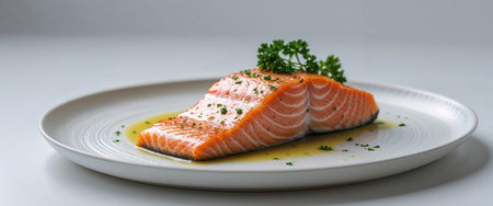 AI Generated. Delicious salmon food motion and studio capture presents tempting culinary masterpieceの素材
