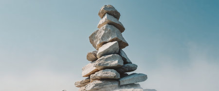 AI Generated. A pile of rocks is piled high in the skyの素材