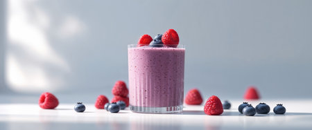 AI Generated. A Healthy Berry Smoothie with Raspberry and Blueberryの素材