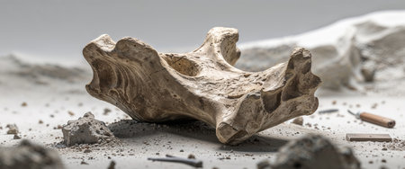 AI Generated. Ancient bone artifact discovered in an archaeological excavation siteの素材