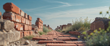 AI Generated. Ancient Brick Pathway in Archaeological Siteの素材