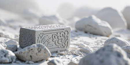 AI Generated. Engraved Stone Block Amongst Other Stonesの素材