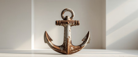 AI Generated. Old nautical anchor symbolizing strength and stabilityの素材