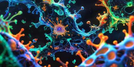 AI Generated. Abstract Macro Representation of Colorful Cellular Structuresの素材