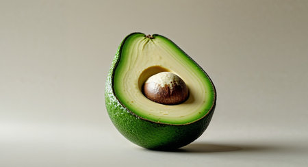 AI Generated. an avocado sliced in half with a bite taken out of itの素材