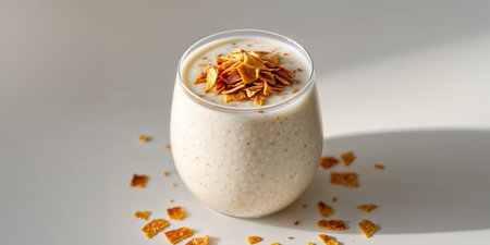 AI Generated. Creamy Coconut Smoothie with Toasted Flakesの素材
