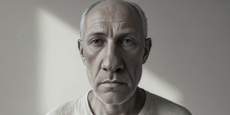 AI Generated. Man with a very large nose and a very large foreheadの素材