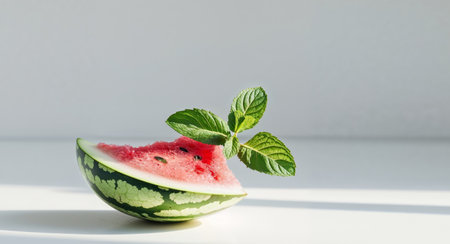 AI Generated. Refreshing watermelon drink with mint garnishの素材