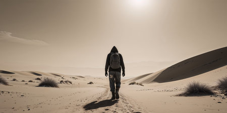 AI Generated. Searching for Food in a Harsh Desert Landscapeの素材