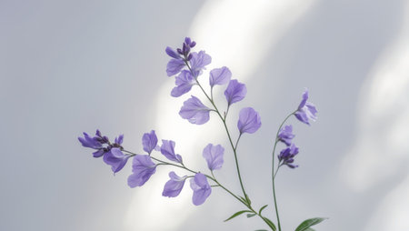 AI Generated. Delicate purple flower sprig serene beauty nature botanical elegance floral charmの素材