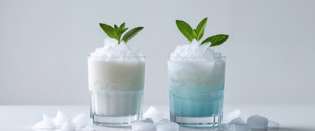 AI Generated. Two layered coconut drinks with crushed iceの素材