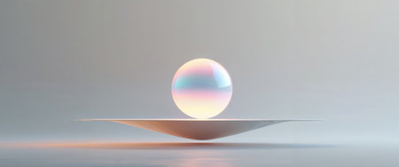 AI Generated. Abstract Landscape with Floating Orb and Glowing Baseの素材
