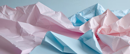 AI Generated. Abstract Pastel Pink and Blue Crumpled Paper Backgroundの素材