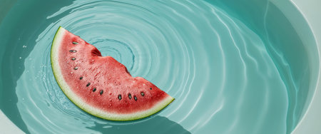 AI Generated. Watermelon float summer teal background poolsideの素材