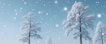 AI Generated. winter landscape with snow covered treesの素材