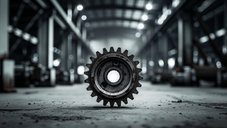 AI Generated. Industrial Gear in Manufacturing Facilityの素材