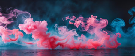 AI Generated. Colorful Smoke Swirls on Dark Backgroundの素材