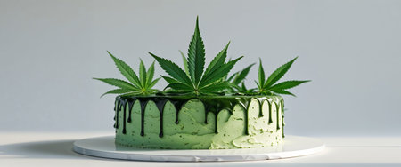 AI Generated. Marijuana Leaf Cake Juicy Delicious Cakeの素材