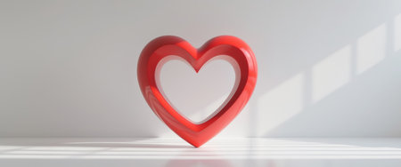 AI Generated. Bright red heart symbolizing love and affection on clean white bの素材
