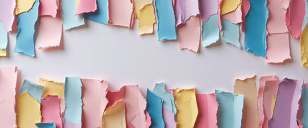 AI Generated. Colorful torn paper collage background for creative design and art projectsの素材
