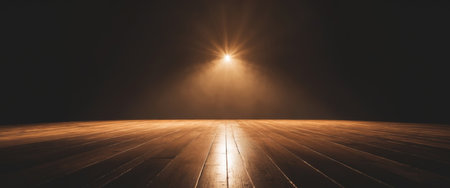 AI Generated. Empty dark stage with spotlight ad wooden floorの素材
