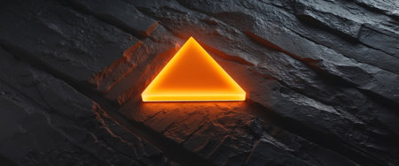 AI Generated. A Glowing Orange Triangle Illuminates A Dark Textured Surfaceの素材