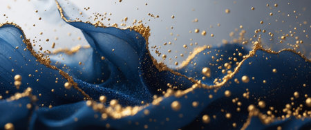 AI Generated. Abstract background with Dark blue and gold particleの素材