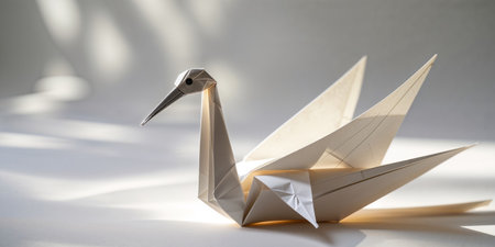 AI Generated. Beautifully folded paper crane decorationの素材