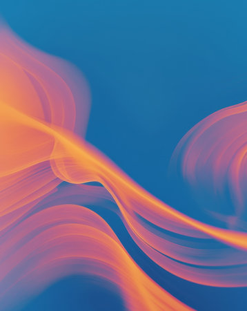 AI Generated. abstract background with blurred wavy lines in blue and orange colorsの素材