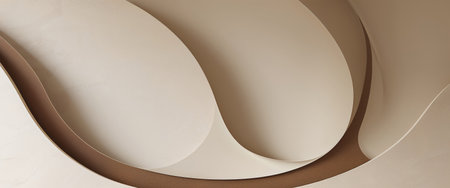 AI Generated. Abstract beige and brown curving wall designの素材