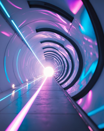 AI Generated. Abstract Futuristic Tunnel Of Light And Energyの素材