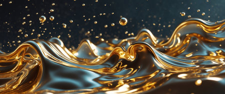 AI Generated. Abstract Gold Liquid Flowing On Dark Backgroundの素材