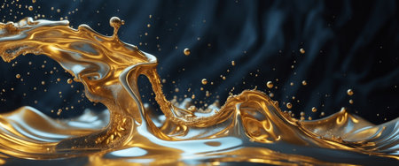 AI Generated. Abstract Gold Liquid Flowing On Dark Backgroundの素材