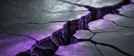 AI Generated. Abstract Purple Crack On Dark Surface Backgroundの素材
