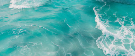 AI Generated. aerial view of turquoise ocean water with splashes and foam for abstract natural background and textureの素材