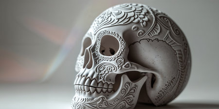 AI Generated. close up the intricate sugar skull designsの素材