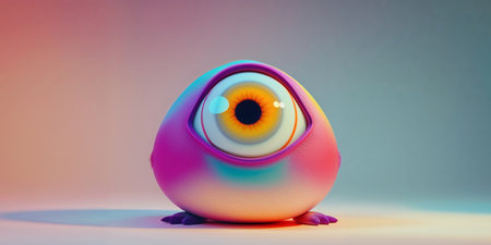 AI Generated. A colorful creature with a big eye and a small mouthの素材