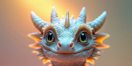 AI Generated. a closeup shot of cute dragon with glowing background close upの素材