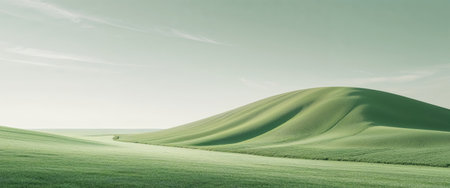 AI Generated. Nature landscape event green hill open field clear sky scenic view tranquility and harmonyの素材
