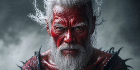AI Generated. old man spirit dragon red soul dangerousの素材