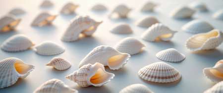 AI Generated. Pastel seashells arranged to evoke ocean memories and tranquilityの素材