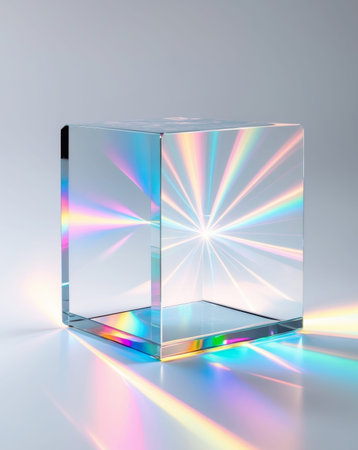 AI Generated. refraction of light spectrum through cube prismの素材