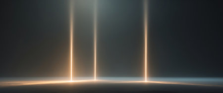AI Generated. Sunlight pillars streaming through dark space for inspirational designの素材