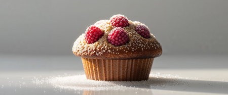 AI Generated. Delicious raspberry muffin with sugar topping for baking inspirationの素材